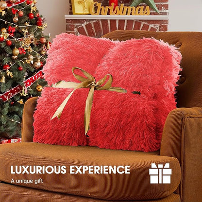 Heated Electric Blanket Queen,Warm Winter Birthday Gifts for Women Her Grandma–Faux Fur with Soft Sherpa,10 Heat Settings,5 Time Settings with Fast Heating, 84x90, Ruby Wine