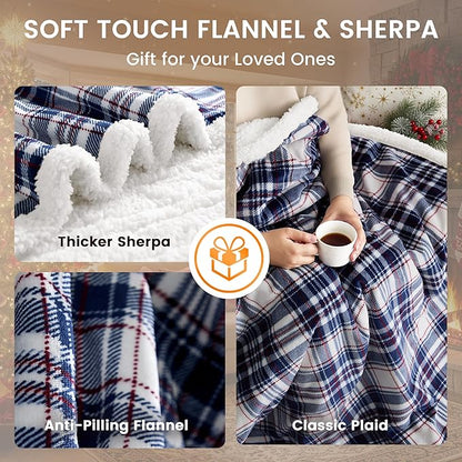 Christmas Heated Blanket Electric Throw-50''x60''Ultra Soft Cozy Plaid Flannel Fast Heating Electric Blanket with 10 Heat Levels & 10 Hours Auto Off, ETL Certified, Keep Warm in Home Office