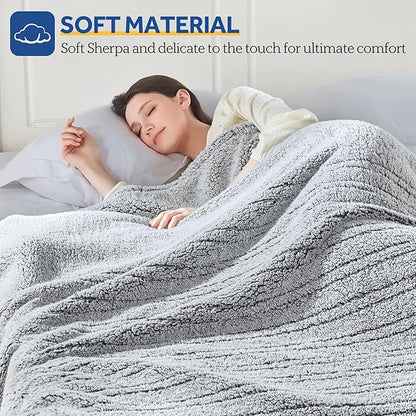 Sealy Electric Blanket Twin Size, Soft Sherpa Heated Blanket Single Control with 10 Heating Levels & 1 to 12 Hours Auto-Off Settings Over-Heated Protection 62"x84" Machine Washable, Charcoal
