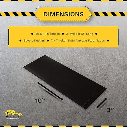 Mighty Line Floor Marking Tape Strips for Safety, Caution, Warning, Heavy-Duty, Peel and Stick, Adhesive, Industrial Quality, Black, 3" by 10"