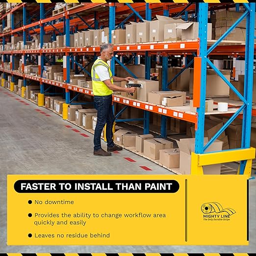 Mighty Line Floor Marking Tape Strips for Safety, Caution, Warning, Heavy-Duty, Peel and Stick, Adhesive, Industrial Quality, Green, 6" by 10"