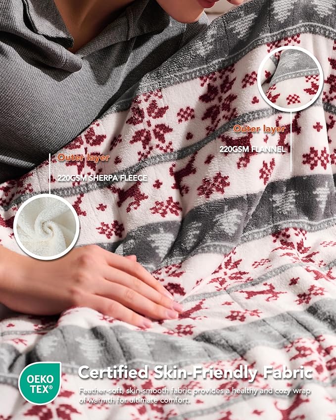 Homemate Electric Heated Blanket Full Size - 72"x84" Heating Blanket Full Size 1/2/4/6/8 Hours Auto-Off 10 Heat Level Over-Heat Protection Flannel Sherpa ETL Certification
