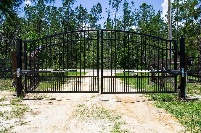 Mighty Mule Gate Opener, Solar and Smart Ready, Heavy Duty Automatic Gate Opener, Gates up to 18ft or 850lb Per Gate Leaf, Dual Gate Opener, Upgraded, MM572W-A