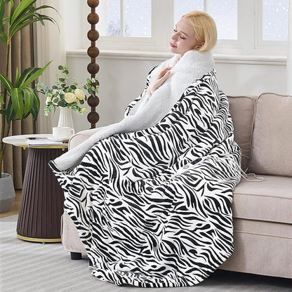 Heated Throw Blanket 50"x60", Electric Blanket with 6 Heat Settings & 1-12H Timer, Cozy Soft Flannel Sherpa, Machine Washable, Warm Gift for Women, Tiger