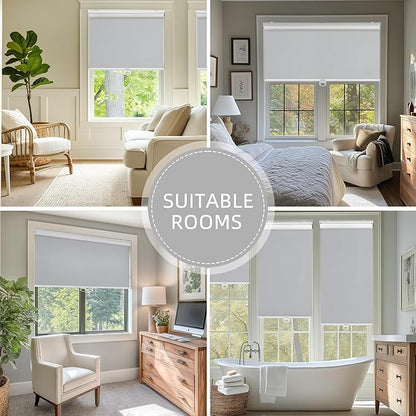 ChrisDowa Cordless Blackout Roller Shades for Windows, Thermal Insulated UV Protection Pull Down Shades, Total Blackout Window Blinds for Home, Office, Bedroom, Door (24" W x 72" H, Grey)