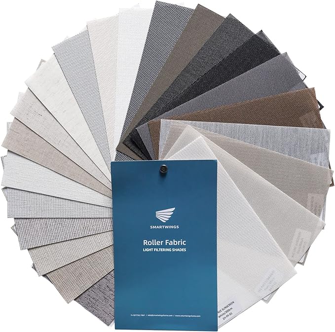 SmartWings Motorized Light Filtering Shades, Work with Matter Thread Apple Homekit, Alexa SmartThings Google, Cordless Window Shades with Remote Control, Rechargeable, Custom Size, Fabric Sample
