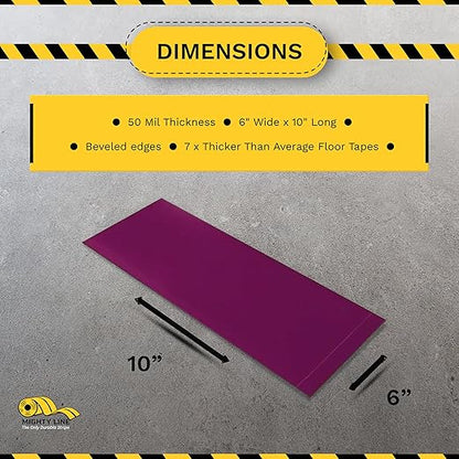 Mighty Line Floor Marking Tape Strips for Safety, Caution, Warning, Heavy-Duty, Peel and Stick, Adhesive, Industrial Quality, Purple, 6" by 10"
