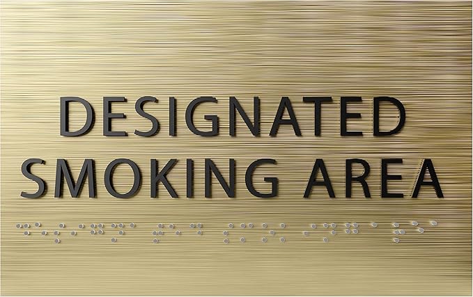 6" X4" Designated Smoking Area Sign - ADA Compliant Tactile Graphics Grade 2 Braille Text | Smoking Permitted Wall Signs for Offices, Private Businesses, Schools, and Restaurants