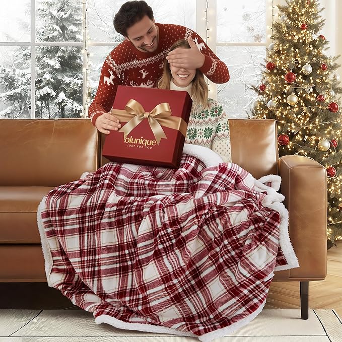 Christmas Heated Blanket Electric Throw 50''x60''Ultra Soft Plaid Flannel Fast Heating Electric Blanket with 10 Heat Levels & 10 Hrs Auto Off, ETL Certified, Keep Warm in Couch Bed Office