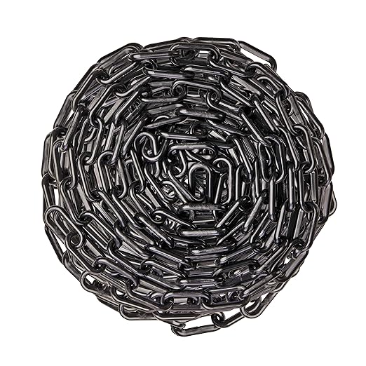 US Weight (Made in USA) 2" x 500' Black Plastic Safety Chain ft. SunShield UV Resistant Technology
