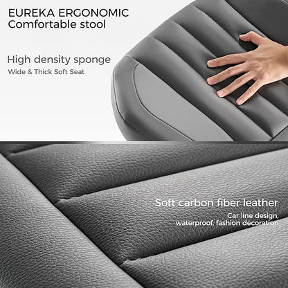 EUREKA ERGONOMIC Height Adjustable Foot Stool,19x18'' Large Seat Under Desk Footrest,Swivel Rolling Chair W Sturdy Wheels,Ottoman Stool Simple Meeting Chair for Home Office,Grey