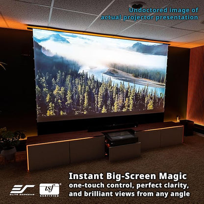 Elite Screens Kestrel Tab-Tension 3 CineWhite, 135 inch 16:9 Aspect Ratio, ISF Certified, Electric Floor-Rising Motorized Tab-Tensioned Front Projector Screen, Programmed Remote Kit, FTE135H3
