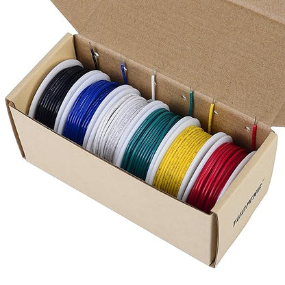 TUOFENG 26 awg Wire Solid Core Hookup Wires-6 Different Colored Jumper Wire 33ft or 10m Each, 26 Gauge Tinned Copper Wire PVC (OD: 1.25mm) Hook up Wires Kit