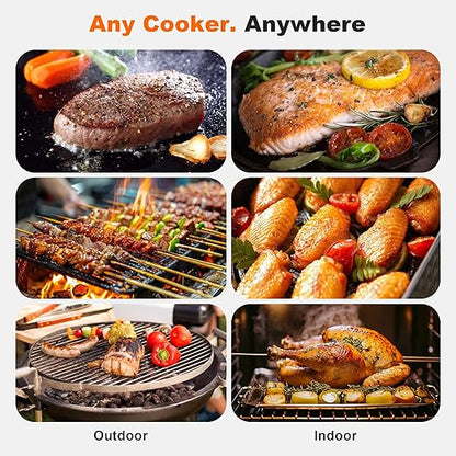 Dual Probes Meat Thermometer, Smart Digital Magnetic Standalone Base, Bluetooth Wireless Meat Thermometer Remote Tracking and Real-Time Readings, iOS and Android, for Grill, BBQ, Smoker