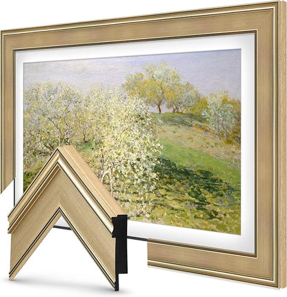 Champagne 55" Premiere Deco TV Frame - Compatible ONLY with Samsung The Frame TVs (Fits 2021-2025, LS03A, LS03B, LS03C, LS03D, LS03FA)