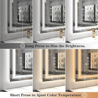 24x32 LED Bathroom Mirror, Lighted Mirror for Bathroom Wall, Backlit and Front lit, Dimmable, Anti-Fog, Shatterpoof, Memory (Horizontal/Vertical)
