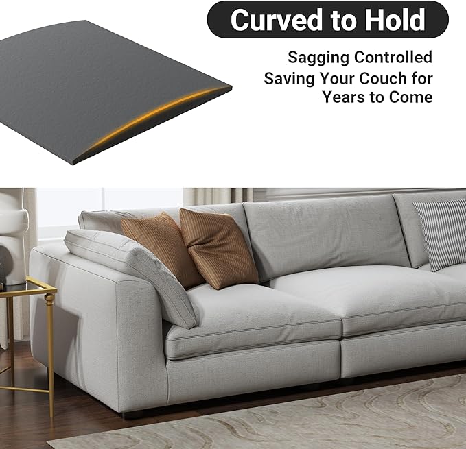 Couch Cushion Support for Sagging Seat, High Density Foam Sofa Support Replacement for Furniture, Curved Couch Supporter for Under The Cushions, Grey Set of 3