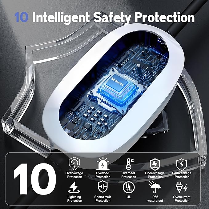 Level 1/2 EV Charger for with Tesla 16A Amp 110V-240V Portable Mobile EV Charger with 20FT Cable, NEMA 6-20 & NEMA 5-15 Plug, Home Electric Vehicle Charging Station for with Tesla Models Y/X/3/S
