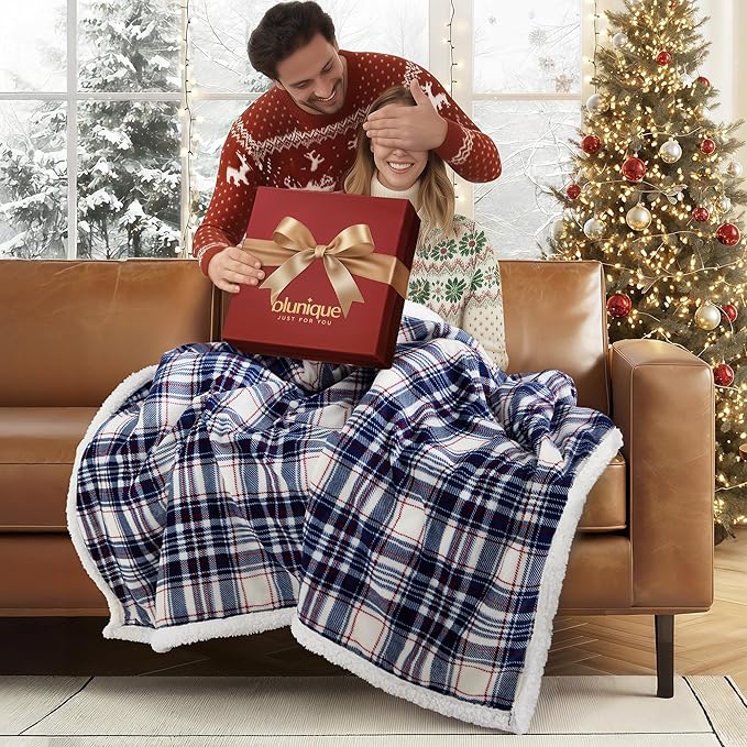 Christmas Heated Blanket Electric Throw-50''x60''Ultra Soft Cozy Plaid Flannel Fast Heating Electric Blanket with 10 Heat Levels & 10 Hours Auto Off, ETL Certified, Keep Warm in Home Office