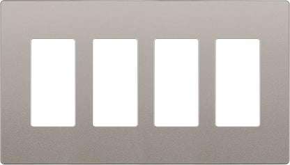 LIDER Matte Finish Decorator Switch Cover, Screwless Wall Plate, Mid-Size 4-Gang 4.88" x 8.58", Unbreakable Polycarbonate Thermoplastic, UL Listed, LSWP-34M-NK, Nickel