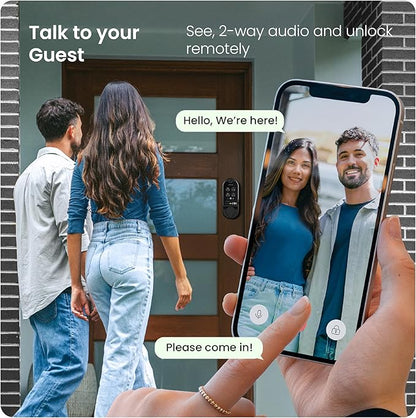 Lockly Vision Smart Lock, HD Video Doorbell Smart Locks for Front Door, Fingerprint Door Lock, Touchscreen Keypad, App Control, No Monthly Fee, Auto Lock - Matte Black