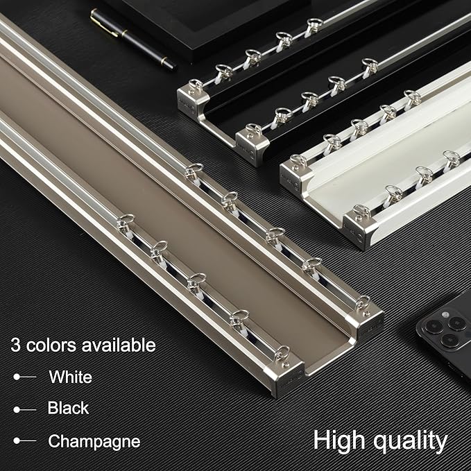 Ceiling Curtain Track - Double Rails System, Sliding Curtain Rail (White, 4.5M)