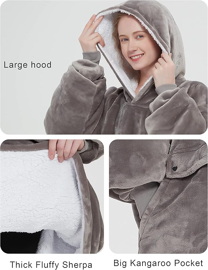 KFUBUO Heated Electric Wearable Blanket Throw Battery Operated Portable USB Cordless Outdoor Hoodie Sweatshirt