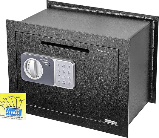 Genie Hand – Time Delay Safe, Anti Robbery Safe Box, Timed Controlled Opening – B-Class Lock – Anti Bounce Technology (Wall – Medium – Depository)