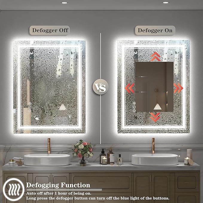 32x36 inch LED Mirror for Bathroom, Dimmable Illuminated Vanity Mirror with Lights, Anti-Fog, Backlit and Front Lights, Shatter-Proof, ETL Listed (Horizontal/Vertical)