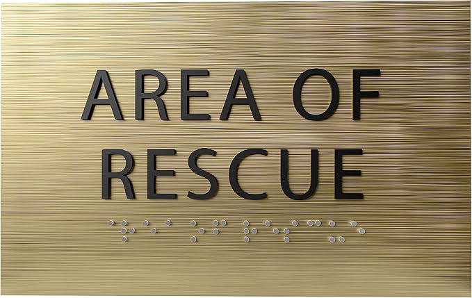 6" X4" Area of Rescue Sign - ADA Compliant Tactile Graphics Grade 2 Braille Text Wall Sign | Emergency Assistance, Refuge Place Sign for Schools, Offices, Apartments & Restaurants