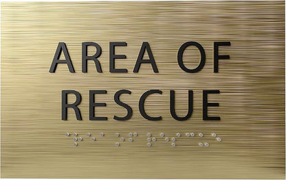 6" X4" Area of Rescue Sign - ADA Compliant Tactile Graphics Grade 2 Braille Text Wall Sign | Emergency Assistance, Refuge Place Sign for Schools, Offices, Apartments & Restaurants