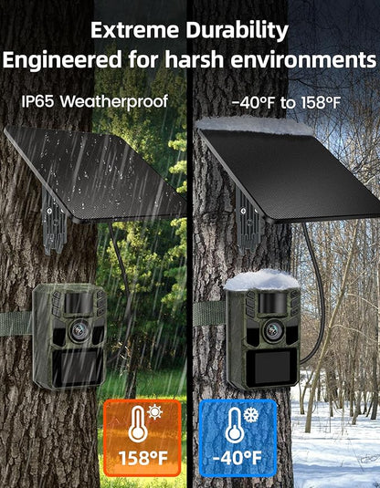KJK 6W Solar Panel for Ring Camera, Trail Camera Solar Panel Charger with 5000mAh Battery for Game Camera and Security Camera,IP65 Waterproof, 360°Adjustable Bracket, Hunting Essentials