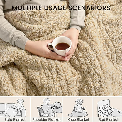 Heated Blanket Electric Blanket Twin - Fast Heating Blanket Throw Double Sided Sherpa Ultra Soft Cozy with 10 Heating Levels & 2-10 Hours Auto Off, Mashine Washable, 62 x 84 Inches, Camel