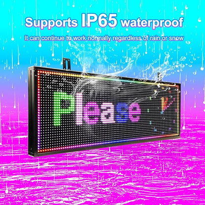 Programmable Scrolling LED Sign Outdoor Signs for Businesses Pantalla LED Para Publicidad Waterproof Digital Display Board - Custom Electronic Message Panel for Wall (Letrero) 39"X14"