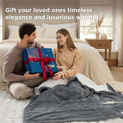 Bedsure Electric Blanket Full Size - Soft Flannel Heated Blanket, Fast Heating with 10 Time Settings & 6 Heat Settings, Warm Gifts for Grandma, Women, Men (72x84 inches, Navy)