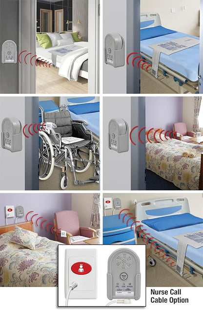 Secure Large Bed Alarm for Elderly Adults - Wireless Sensor Pad (24" x 30") & Monitor with Power Adapter - Fall Prevention and Wander Guard Safety for Dementia Patients Seniors