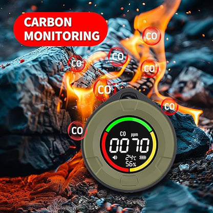 Protmex 4 in 1 Portable Carbon Monoxide Dioxide Detector for Travel, Rechargeable CO and CO2 Monitor Meter Air Quality Monitor with Magnetic Suction, RV CO CO2 Detector Alarm Temp/Humidity Sensor