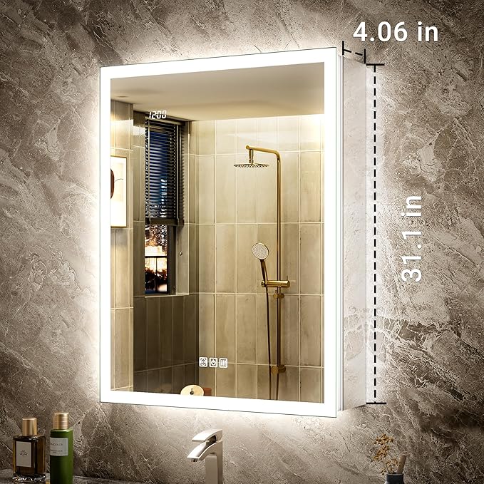 Side Mirrored Kits, 4'' W x 32'' H Decorative Side Mirrors Set of 2 for 32-Inch-Height Front & Backlit Lighted Mirror Cabinet Surface-Mounting-Use Only (for Model-Terri)