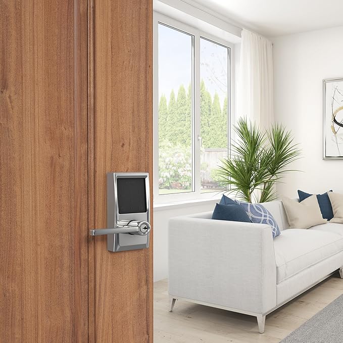 Schlage FE789WBCEN625LAT Encode Century WiFi Latitude Lever Smart Keyless Entry Touchscreen Door Lock, Bright Chrome