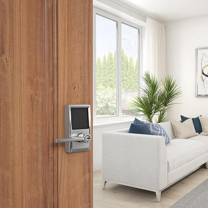 Schlage FE789WBCEN625LAT Encode Century WiFi Latitude Lever Smart Keyless Entry Touchscreen Door Lock, Bright Chrome