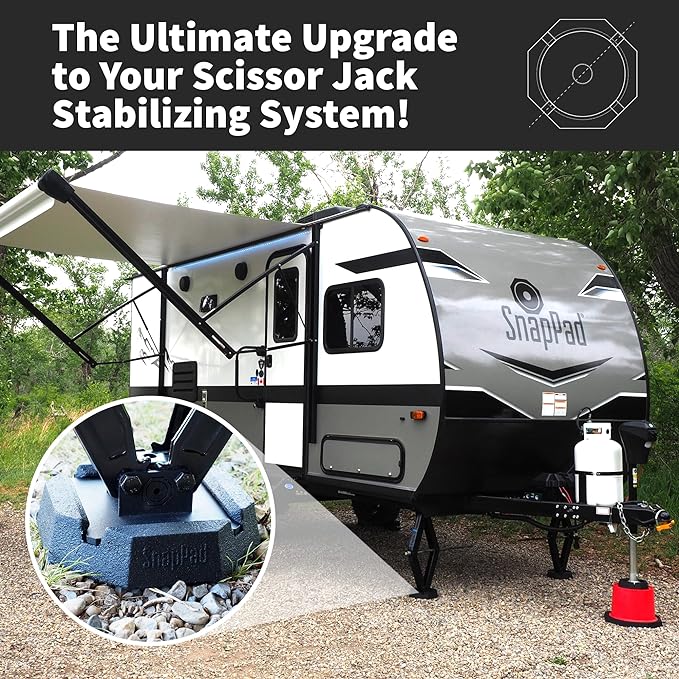 SnapPad SnapJack™ SJ (Pack of 2) | Two-Point Trailer Jack Stands Featuring 5.5" Metal Foot | Adds 61% Additional Surface Area, 3.79 lbs. Per Pad & 7.25" Total Width | Must-Have RV Accessories