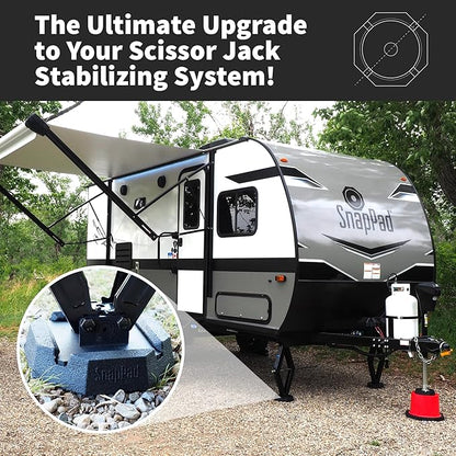 SnapPad SnapJack™ SJ (Pack of 4) | Two-Point Trailer Jack Stands Featuring 5.5" Metal Foot | Adds 61% Additional Surface Area, 3.79 lbs. Per Pad & 7.25" Total Width | Must-Have RV Accessories