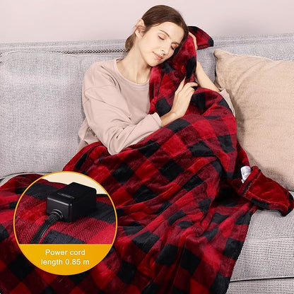 SUNVIVI Heated Blanket 50" x 60", Heating Electric Throw Blanket, 10 Heat Settings, 12 Hours Auto Off, Machine Washable, ETL Certified, Overheating Protection, Black & Red