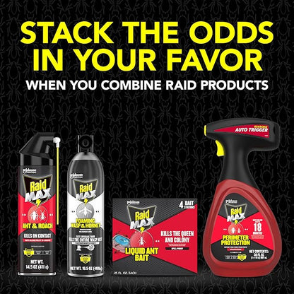Raid Max Liquid Ant Bait; Kills Ants Where They Breed, for Indoor and Outdoor Use; 8 Bait Stations
