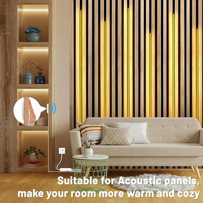 Lichaser 9.84ft COB LED Strip Light, 6 Rolls of 3000K Flexible COB LED for Acoustic Panel and Wood Slat Wall Panels Parallel with Dimmable Touch Sensor Switch, Cuttable for Wood Slat Lighting, Shelf