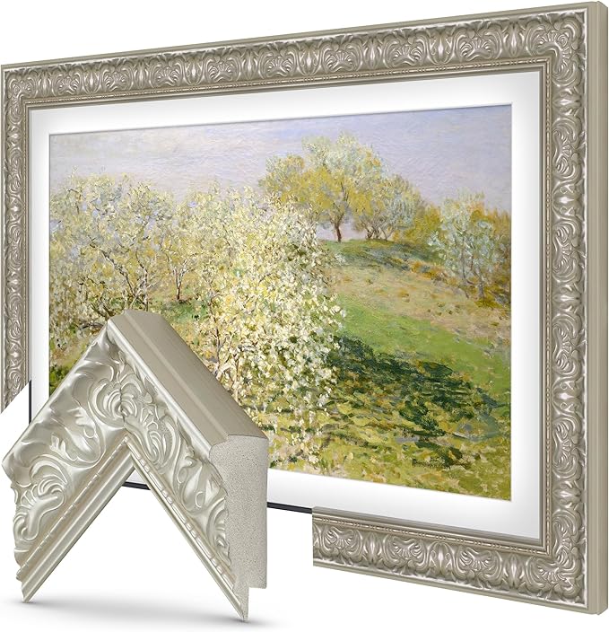 Tuscan Pearl 65" Premiere Deco TV Frame - Compatible ONLY with Samsung The Frame TV and Pro TVs (Fits 2021-2025, LS03A, LS03B,LS03C,LS03D,LS03FA,LS03FW)