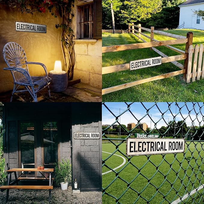 Electrical Room Door/Wall Sign, Sign for Door, Ensures Public Do Not Enter Restricted Areas - Private Access/Authorized Personnel Only, 4" by 16" Tin Sign