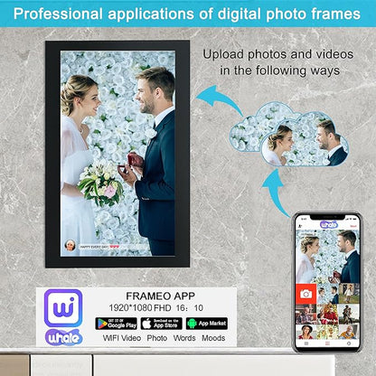 15.6'' Extra Large Digital Picture Frame WiFi Smart Digital Photo Frame 1920 * 1080 FHD Touchscreen 32GB Storage Space,Digital Using App Remotely Send Photos and Videos