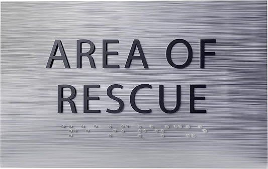 6" X4" Area of Rescue Sign - ADA Compliant Tactile Graphics Grade 2 Braille Text Wall Sign | Emergency Assistance, Refuge Place Sign for Schools, Offices, Apartments & Restaurants