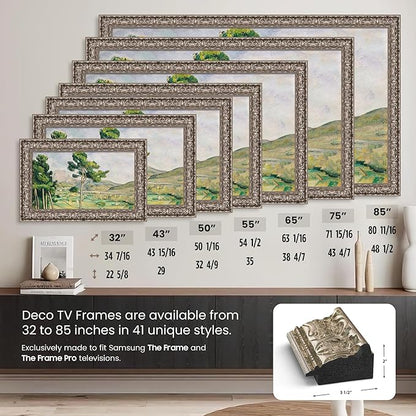Tuscan Silver 55" Premiere Deco TV Frame - Compatible ONLY with Samsung The Frame TVs (Fits 2021-2025, LS03A, LS03B, LS03C, LS03D, LS03FA)